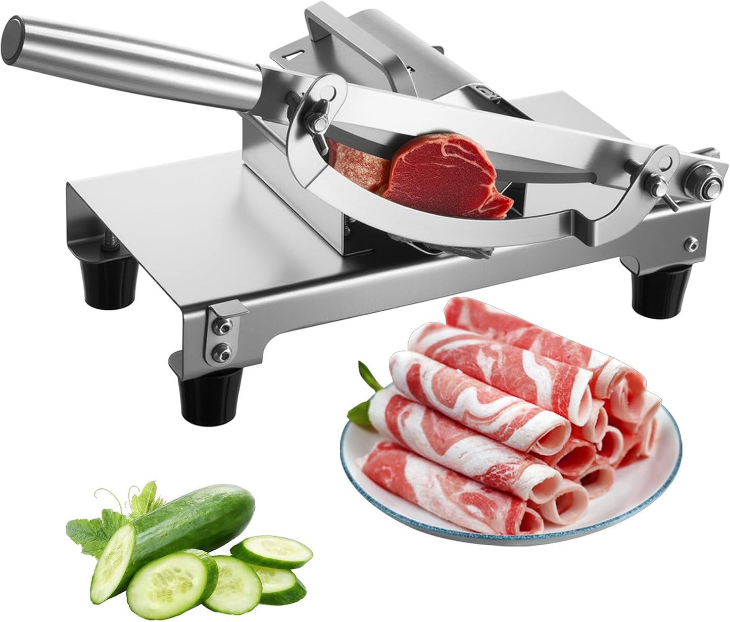PARACITY Manual Frozen Meat Slicer, Upgraded Stainless Steel Meat Cutter Beef Mutton Roll for Hot Pot BBQ, suitable for home cooking, Cheese slicing, BBQ slicing