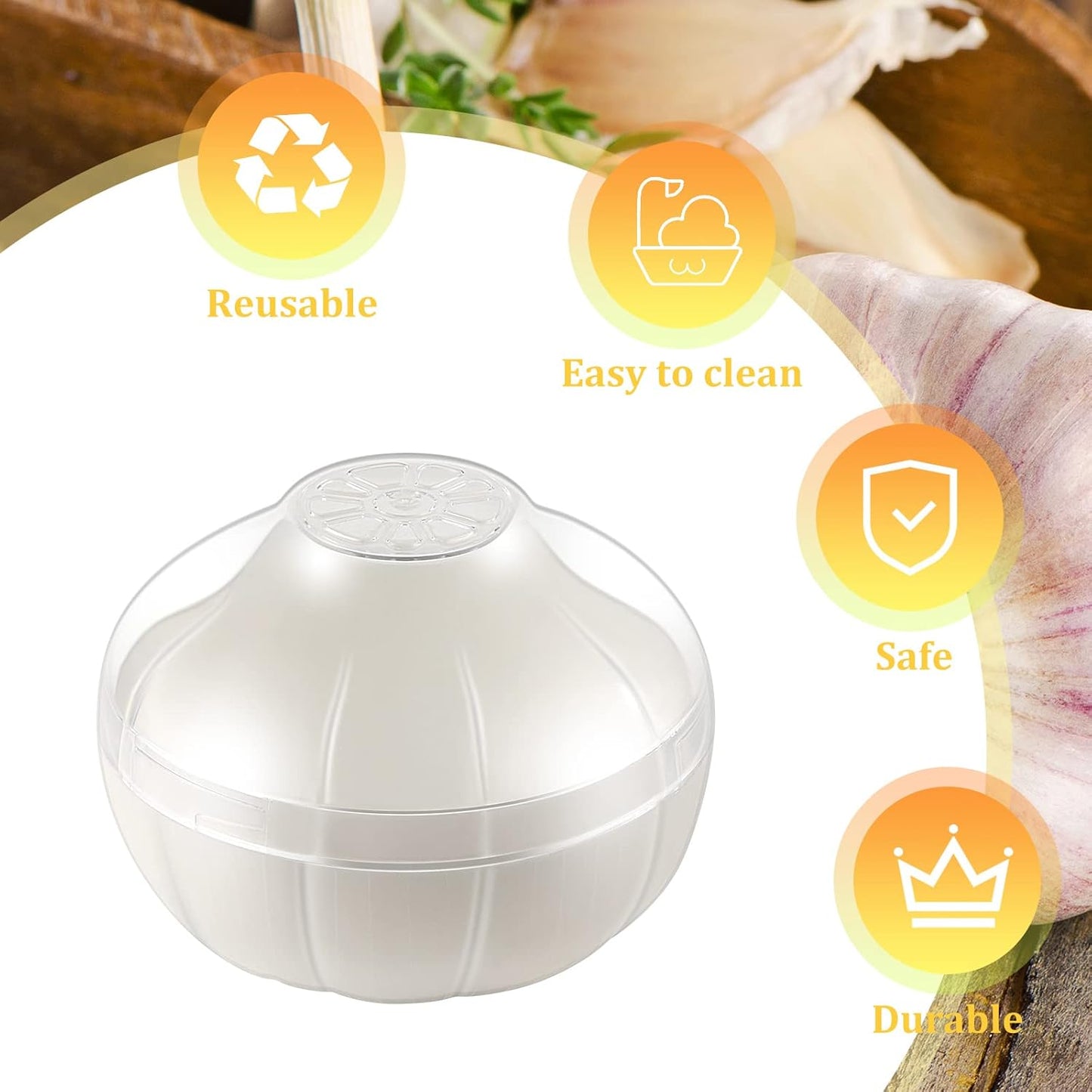 Garlic Storage Containers, Reusable Garlic Keeper for Refrigerator, Individual Garlic Saver Holder Organizer for Fridge to Keep Garlic Fresh