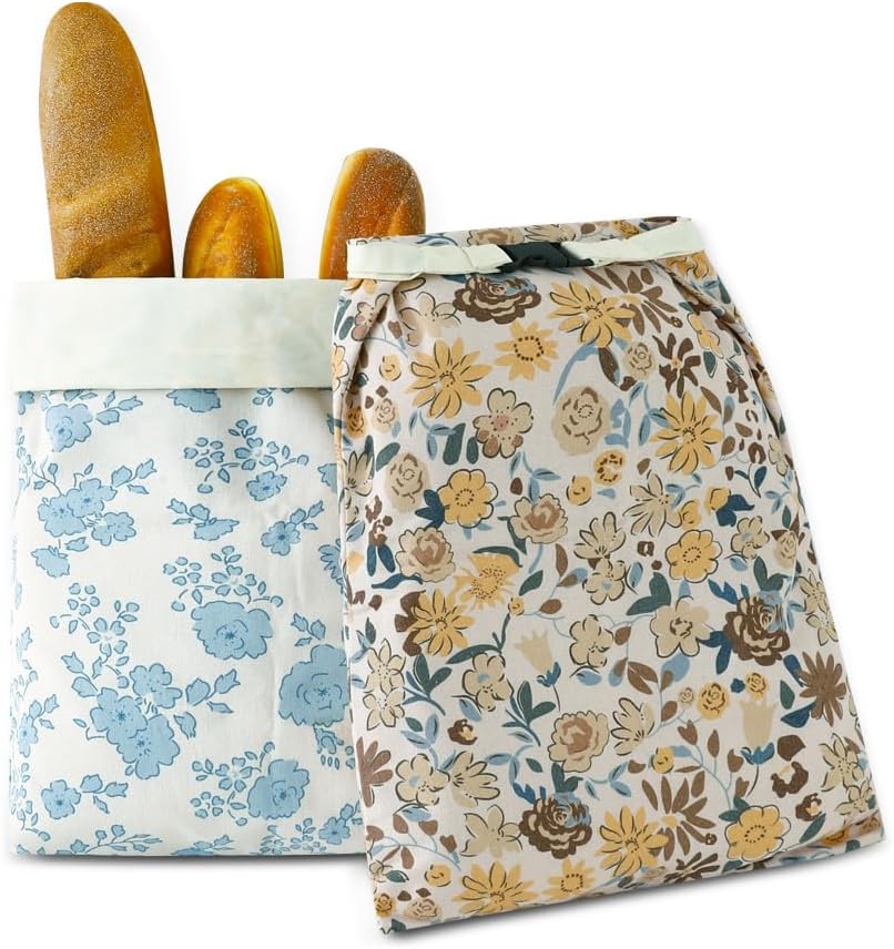 Bread Bags for Homemade bread,2 Pack Sourdough Bread Bags,Beeswax Bread Bags for Bourdough,Reusable Bread Storage