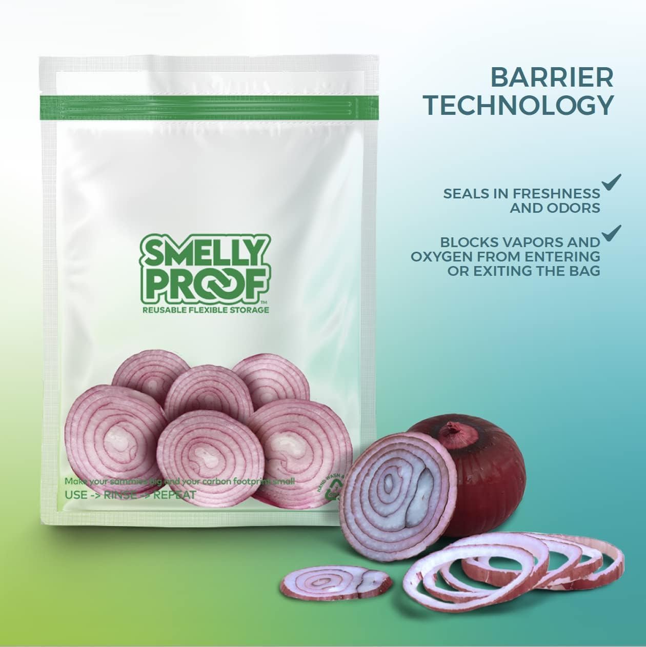 Reusable Food Storage Bags Designed & MFG by Smelly Proof, USA MADE, Dishwasher-Safe, Easy-To-Clean, PEVA & BPA FREE, Clear FLAT Large 3-mil Thick, 8.5" x 10", Quart Size Bags, 15-Bags