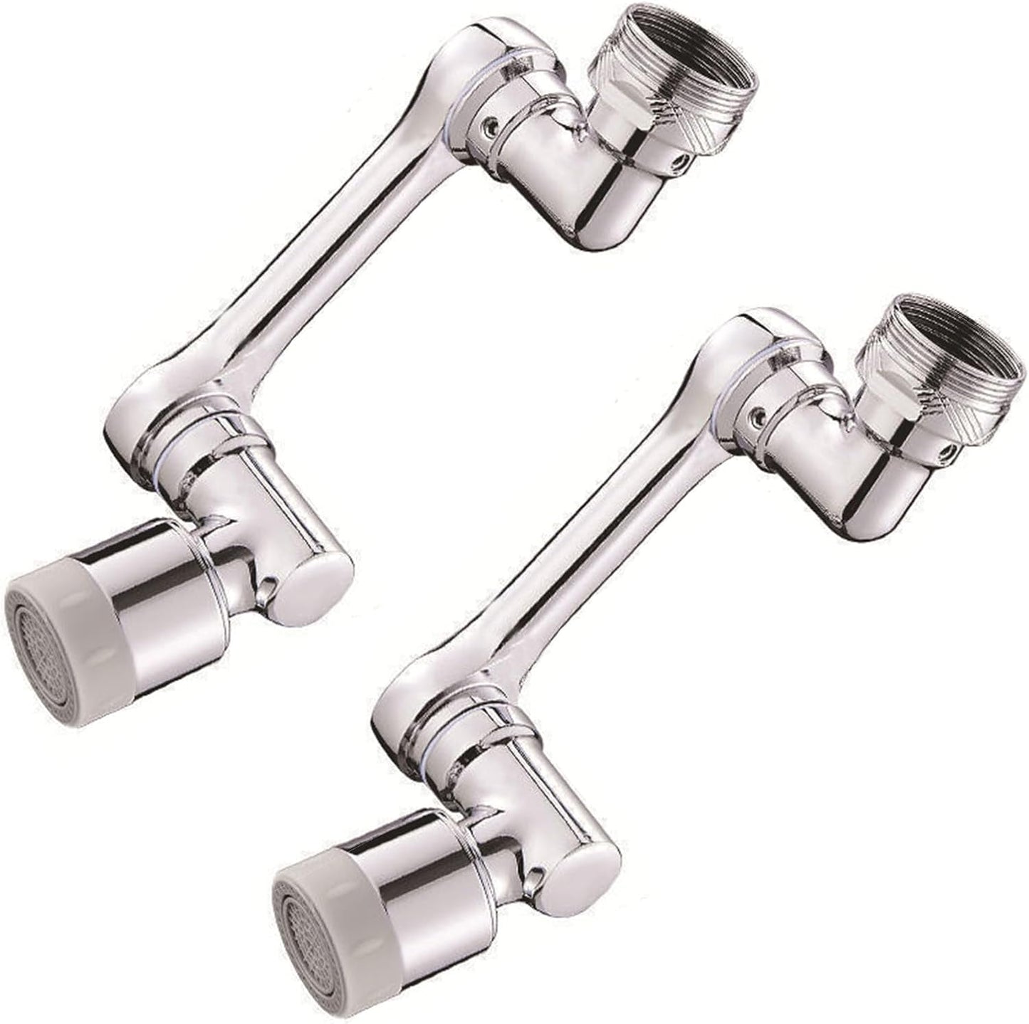 1080° Swivel Faucet-Extender Sink, Splash Faucet Sprayer Aerator, Wash Hand/Hair/Face, Bathroom & Kitchen Sink with 2 Water Outlet Modes,Silver,2Pcs