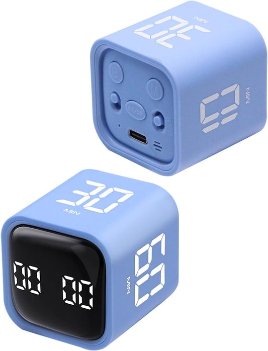 Productivity Timer Flip Gravity Sensor Cube Timer Countdown & Countup,Mute & Vibrate & Sound，5/10/30/60min & Custom Timing, Perfect for ADHD,Work,Learning,Kitchen Cooking