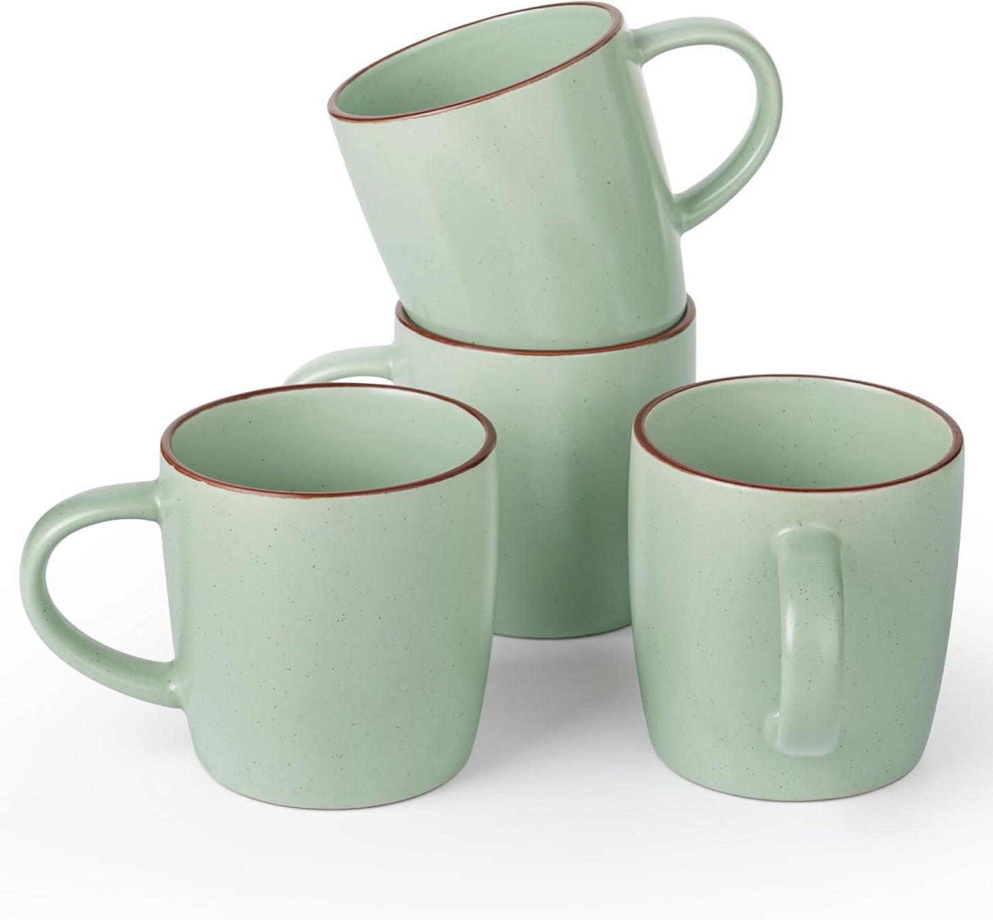 famiware Mercury Coffee Mugs 13 oz, Coffee Mugs Set of 4 with Handle, Cups for Latte, Hot Tea, Cappuccino, Mocha, Cocoa, Light Green
