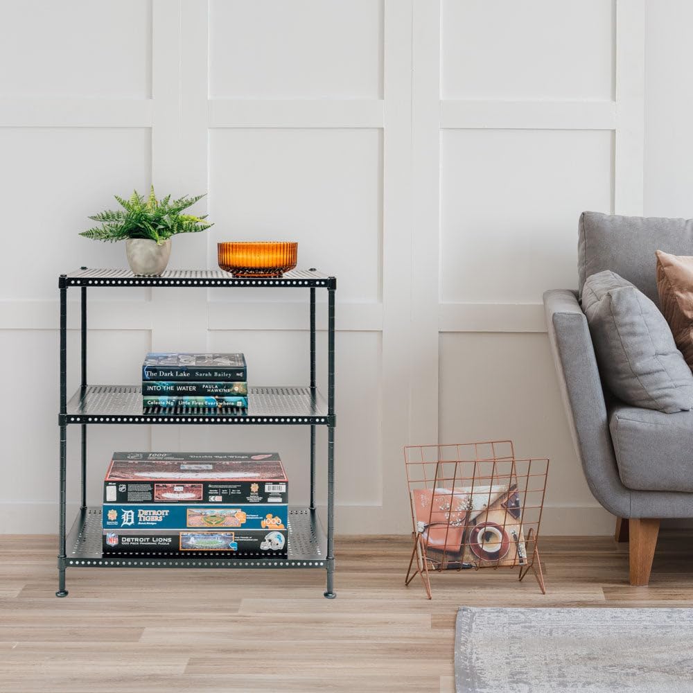 Shelving Inc. 12" d x 24" w x 28" h 3-Tier Perforated Metal Shelving, Standard Duty, Weight Capacity 110 lbs Per Shelf