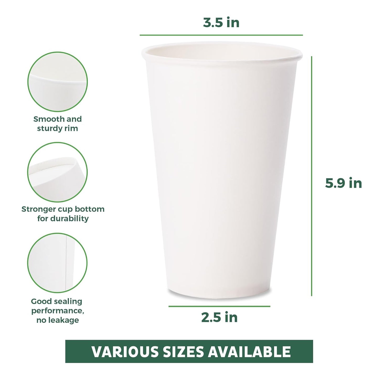 Freshware Coffee Cups 20 oz [1000 Pack] Disposable Paper Cups for Hot or Iced Coffee Cup, Slushie Cup, Milkshakes, Smoothies, and Tea