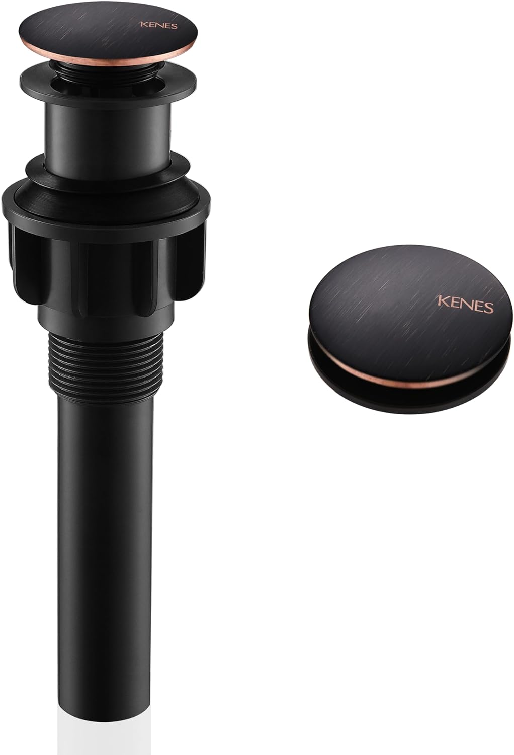 KENES Oil Rubbed Bronze Bathroom Vessel Pop Up Sink Drain, Vanity Faucet Sink Drain Stopper, Sink Drain Assembly Without Overflow Anti Clog Pop Up Drain