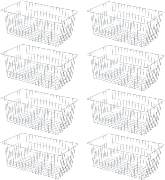 SANNO 14" Wire Freezer Baskets, Farmhouse Metal Wire Storage Basket Freezer Storage Organizer for Kitchen Pantry, Set of 8