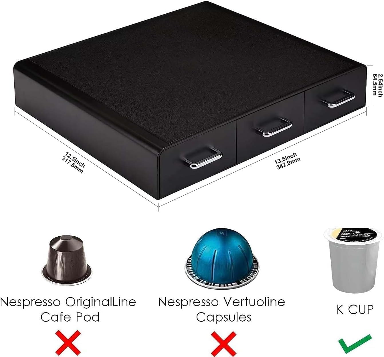 Amazon Basics Coffee Pod Storage Drawer for K-Cup Pods, 36 Pod Capacity, Black