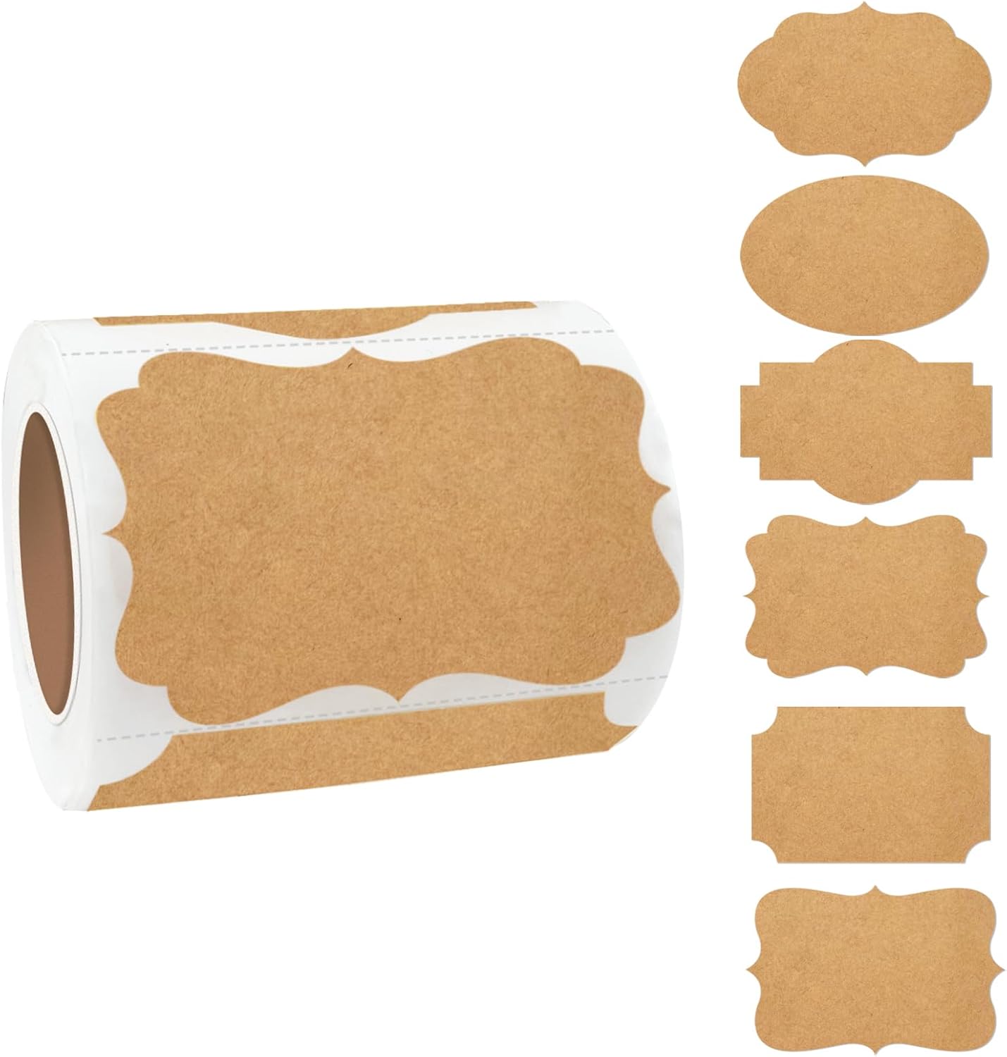 Dark Kraft Labels Stickers, 250 PCS 3" x 2" Fancy Shape Stickers Labels for Storage Box or Food Jars Holiday Present Stickers Christmas Gift Tags