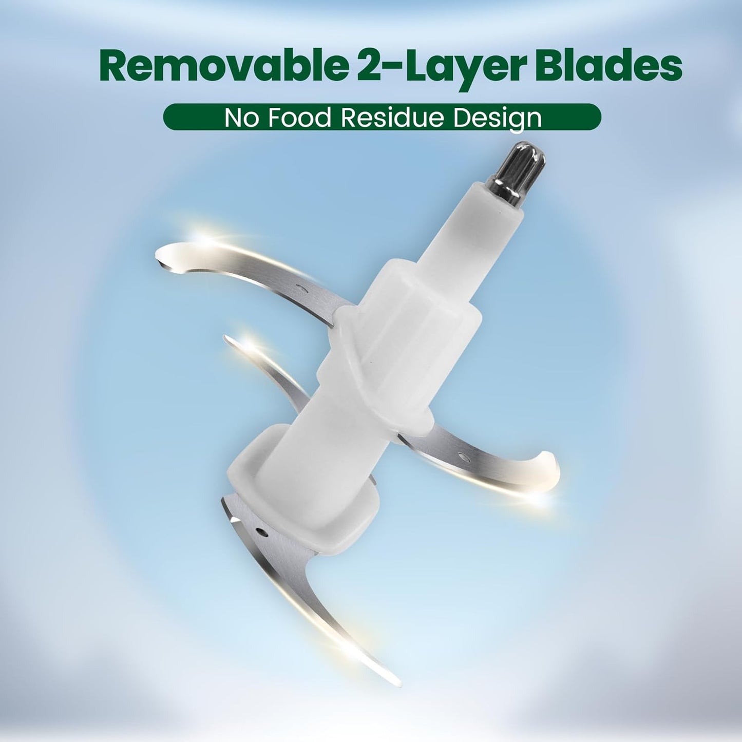 Electric food processor vegetable chopper 500W 2x8cup bowls 2 bi-layer 4 blades Small Food chopper Electric Meat grinder for home use,Mincing, and Puree for kitchen aid, baby foot, pet food by BUMET