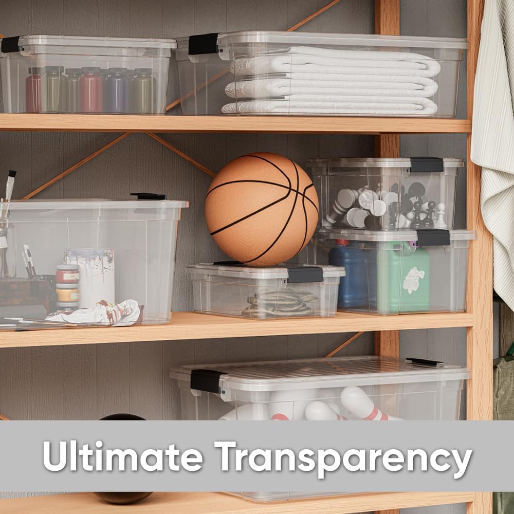 Superio Storage Bins with Lids, Clear Plastic Containers for Organizing, Stackable Totes, BPA Free, Odor Free, Organizer Boxes for Home, and Dorm (2 Pack, 36 Qt)