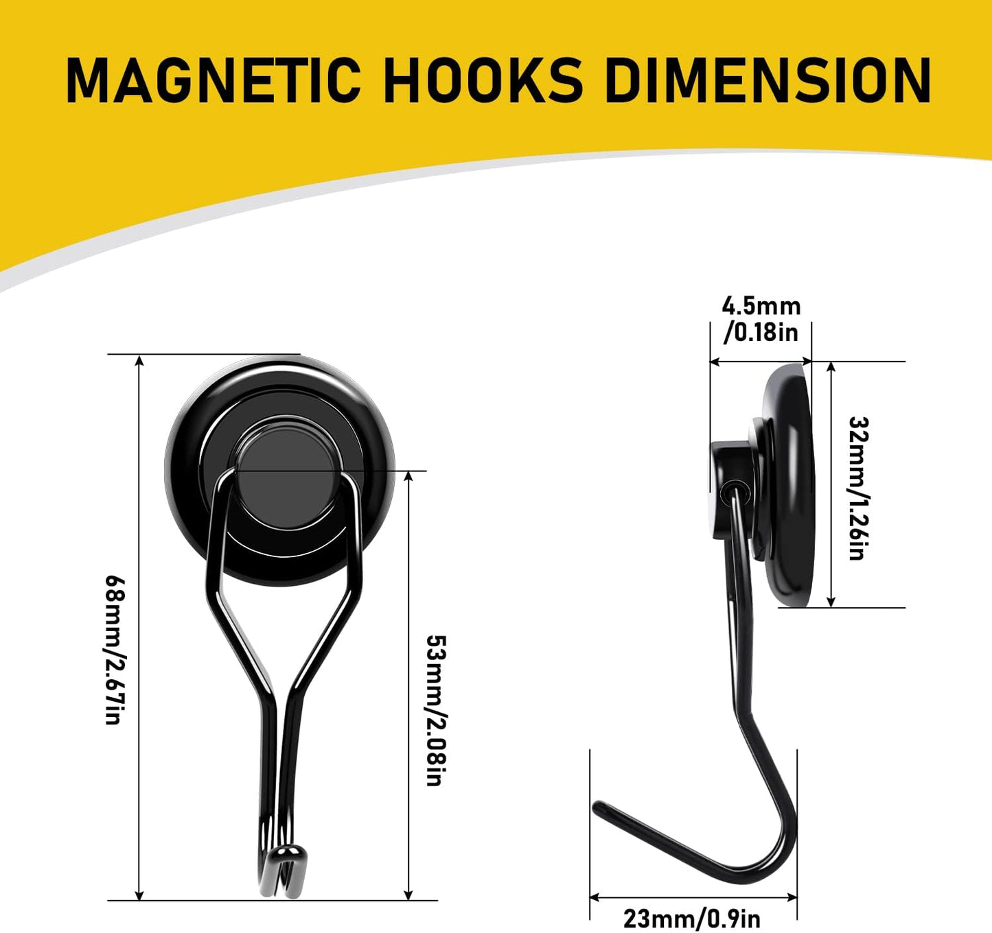 LOVIMAG Hooks, 110lbs+ Magnetic Magnet Hook 2025 Cruise Cabin Ship Essentials Heavy Duty Strong Refrigerator Fridge Hanging for Classroom Beach Vacation Kitchen Grills Home Mug Hanger (8 Pack), Black