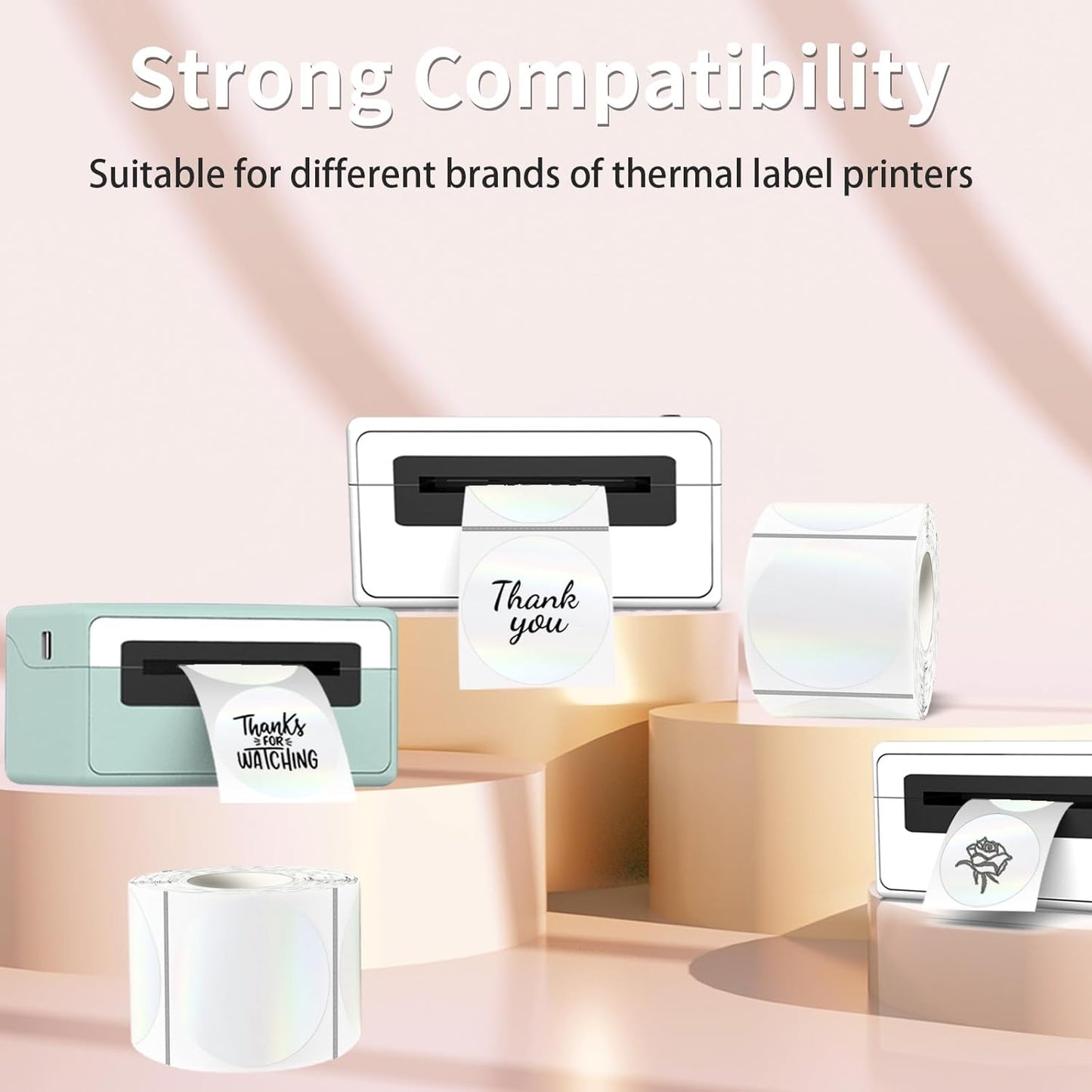 2''Transparent Laser Thermal Label,Round Self-Adhesive Direct Thermal Label,Thermal Stickers for DIY Logo Design,Name Tag (300/Roll