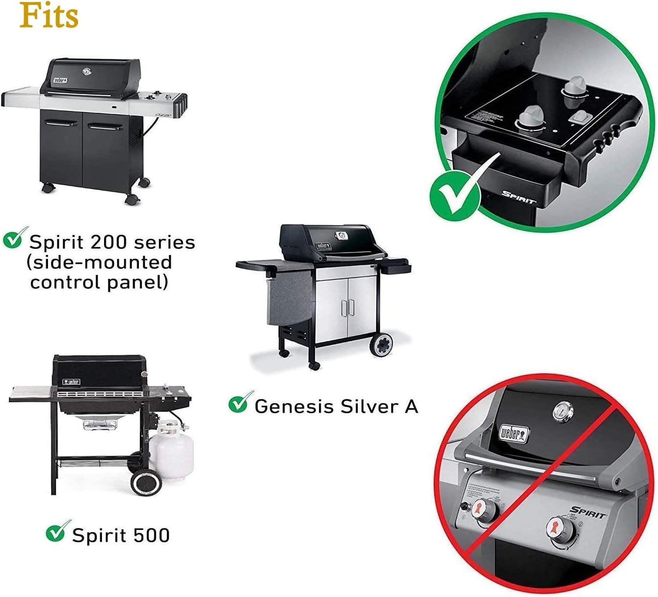 PG521 (2-Pack) 15" Porcelain Steel Cooking Grid Grates for Weber Genesis Silver A, Spirit E200,Spirit 500,Spirit 210 (2007-2012) Gas Grills, 7521 65905 7522 7523 65904
