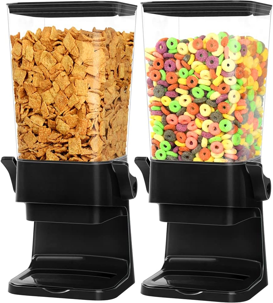 Cereal Dispenser Countertop 2 Pack 5.5 Qt Large Cereal Storage Container Holder Dispenser for Pantry Dry Food Snack Nut Candy Dispenser Countertop Kitchen Organization Storage for Oatmeal Granola