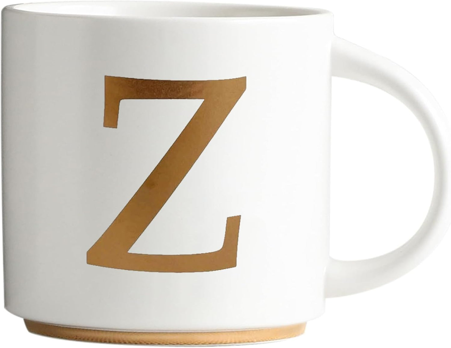 COLLECTIVE HOME - Monogram Ceramic Mugs, 15 oz Golden Initial Coffee Cups, Elegant Alphabet Tea Mugs, Elegant Personalized Mug with Gift Box, Unique Mug with Double Side Capital Letter (Z)