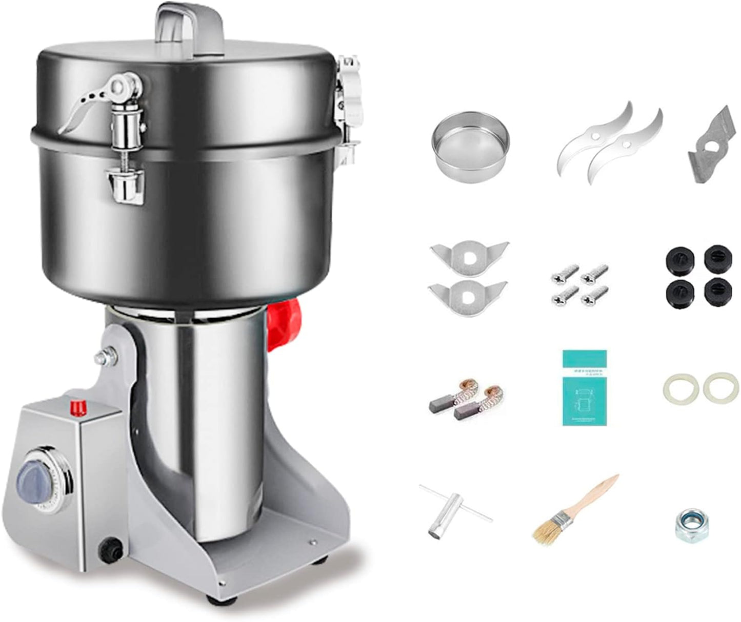 Swing Grain Mill 2500g, Electric Grain Mill, Stainless Steel Mill Grinder 4500W, High-speed Spice Herb Grinder, Commercial Superfine Machine, Dry Cereals Pulverizer 110V