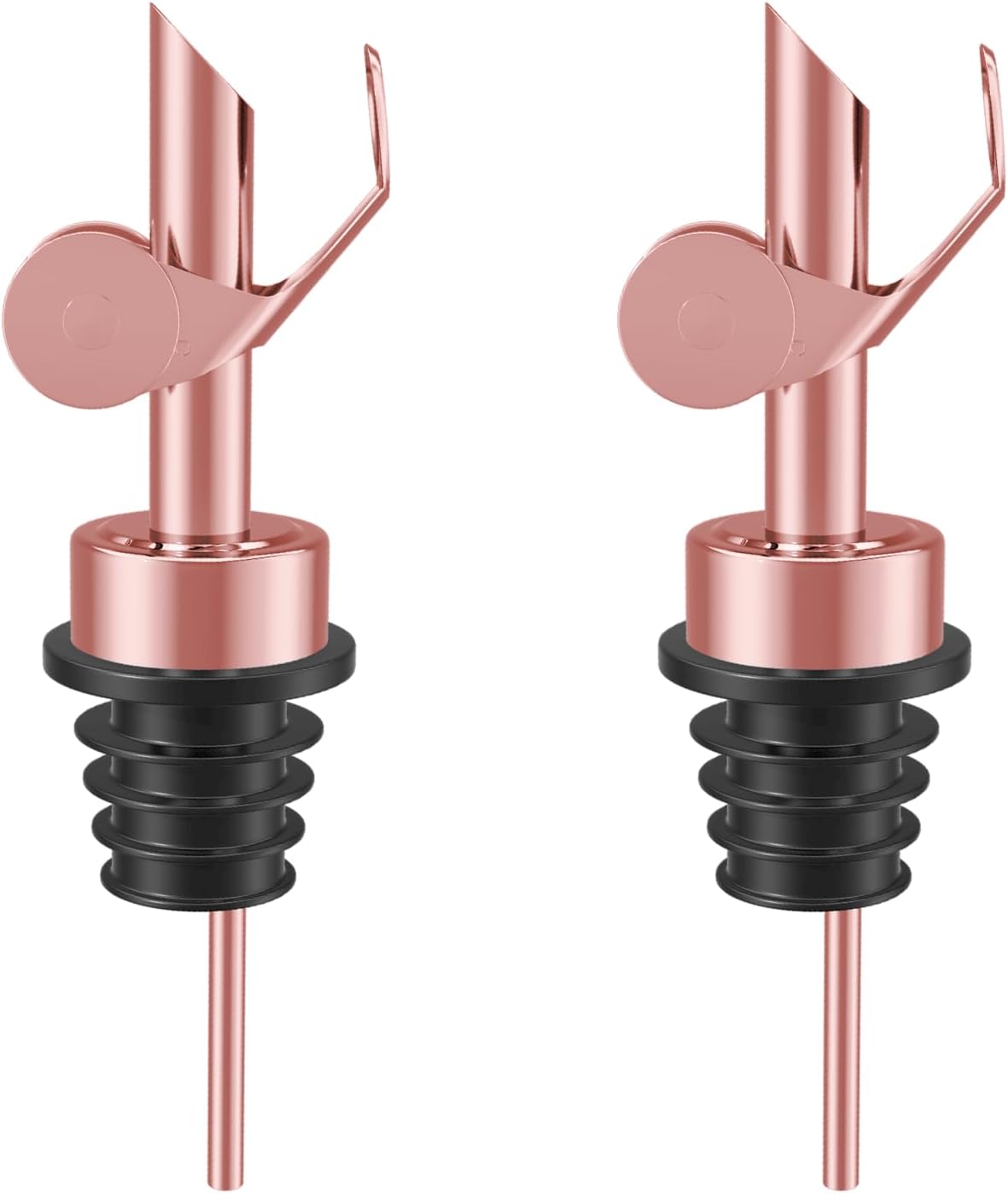 Olive Oil Dispenser Spout, Weighted Liquor Pour Spout, Dispenser Spout, Stainless Steel Automatic Pour Spouts for Liquor Bottles, Oil Bottles, Vinegar, Syrup and Alcohol 2 Pack Rose Golden