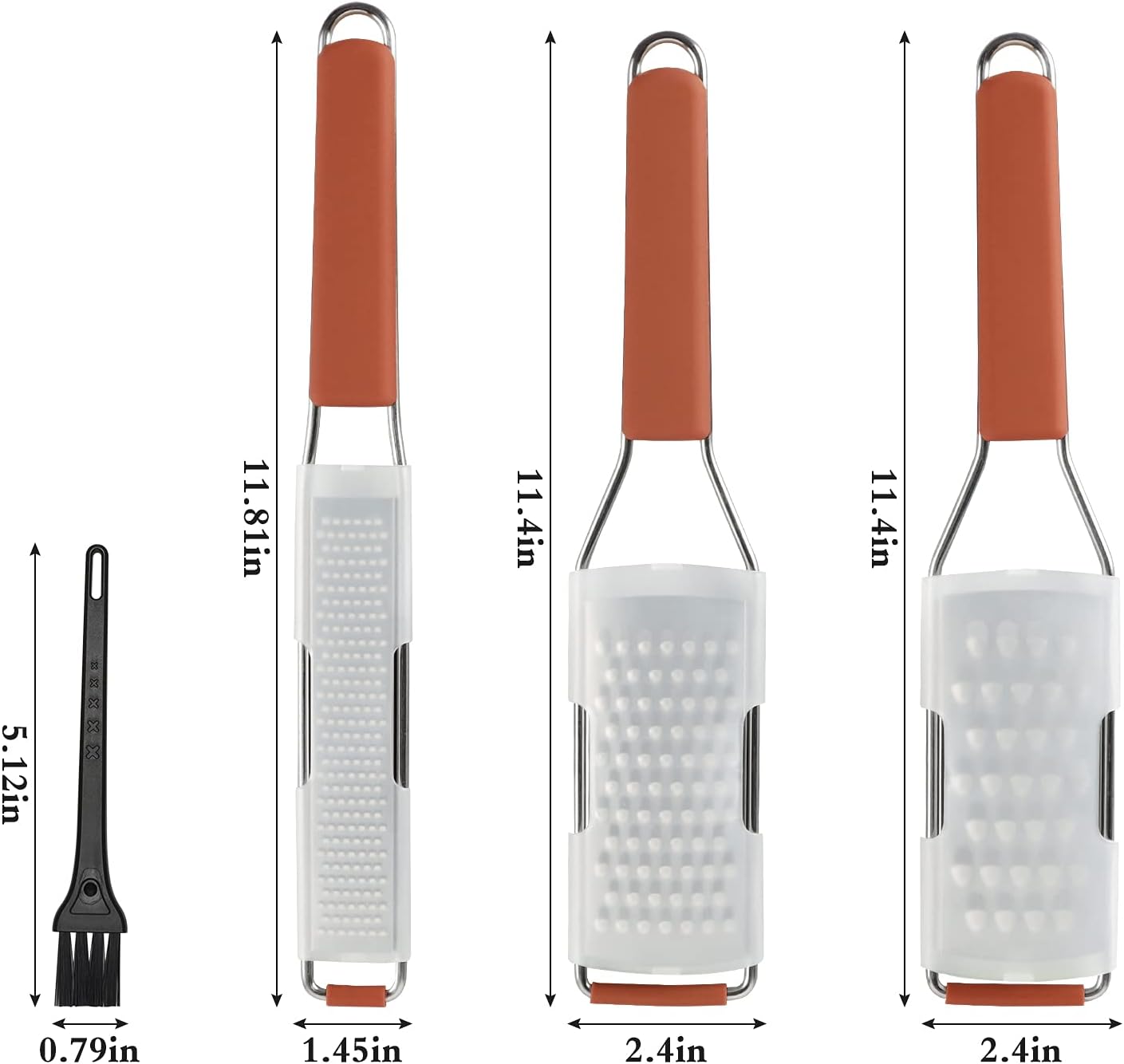 Cambom Lemon Zester Grater Three-piece Suit - Heavy Duty Kitchen Tool for Parmesan Cheese, Ginger, Garlic, Nutmeg, Chocolate, Vegetables，Fruits，Stainless Steel Grater Dishwasher Safe Red