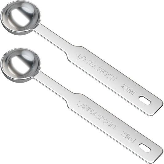 2PCS 1/2 Tsp(1/6tbsp, 2.5ml) Single Measuring Spoon, Stainless Steel Individual Measure Scoop Only