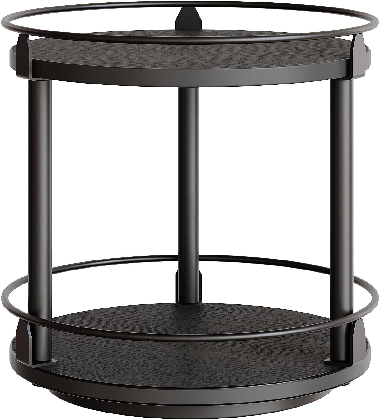 Lazy Susan Organizer, Rotating Spice Rack, 2 Tier Spice Turntable Organizer, Industrial Turntable Spice Holder, for Kitchen Countertop and Cabinet, Compact and Versatile, Black SR22BK