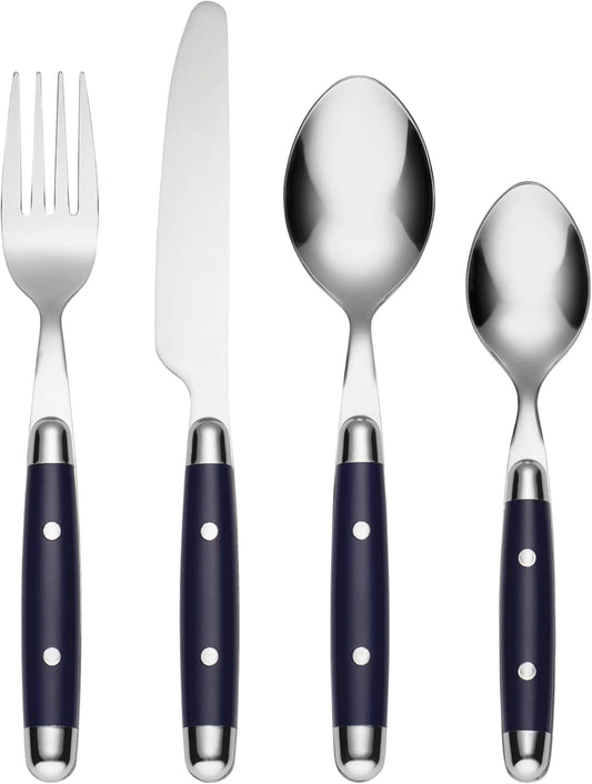 Cambridge Silversmiths, Blue, Jubilee Flatware, Service for 4, 16 Piece Set, Dorm Room Essentials, First Apartment