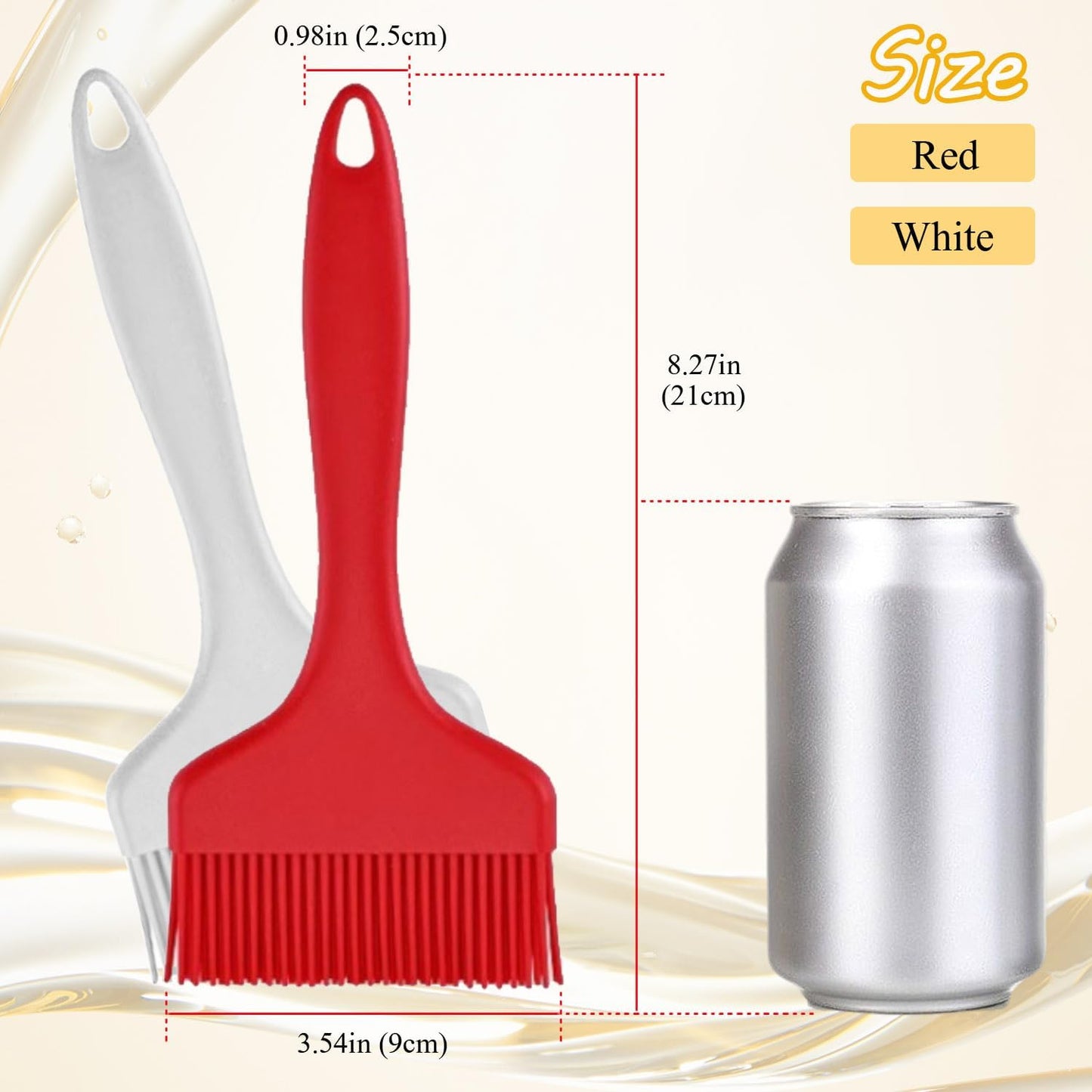 Large Silicone Basting Pastry Brush, Limso 2 PCS Heat Resistant Food Brush, Cooking Brush Suitable for BBQ Grill and Baking, Dishwasher Safe (2 Colors)