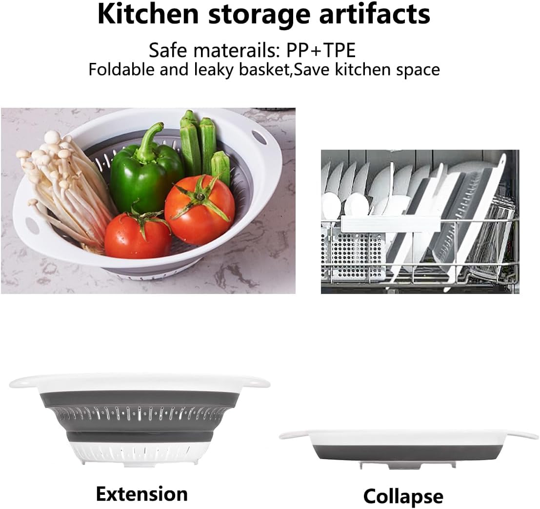 Collapsible Colander and Strainer,Silicone Strainer Colanders & Food Strainers,for Vegetable and Fruit, Kitchen Essentials (2, Pink, 1.3L+2.5L)