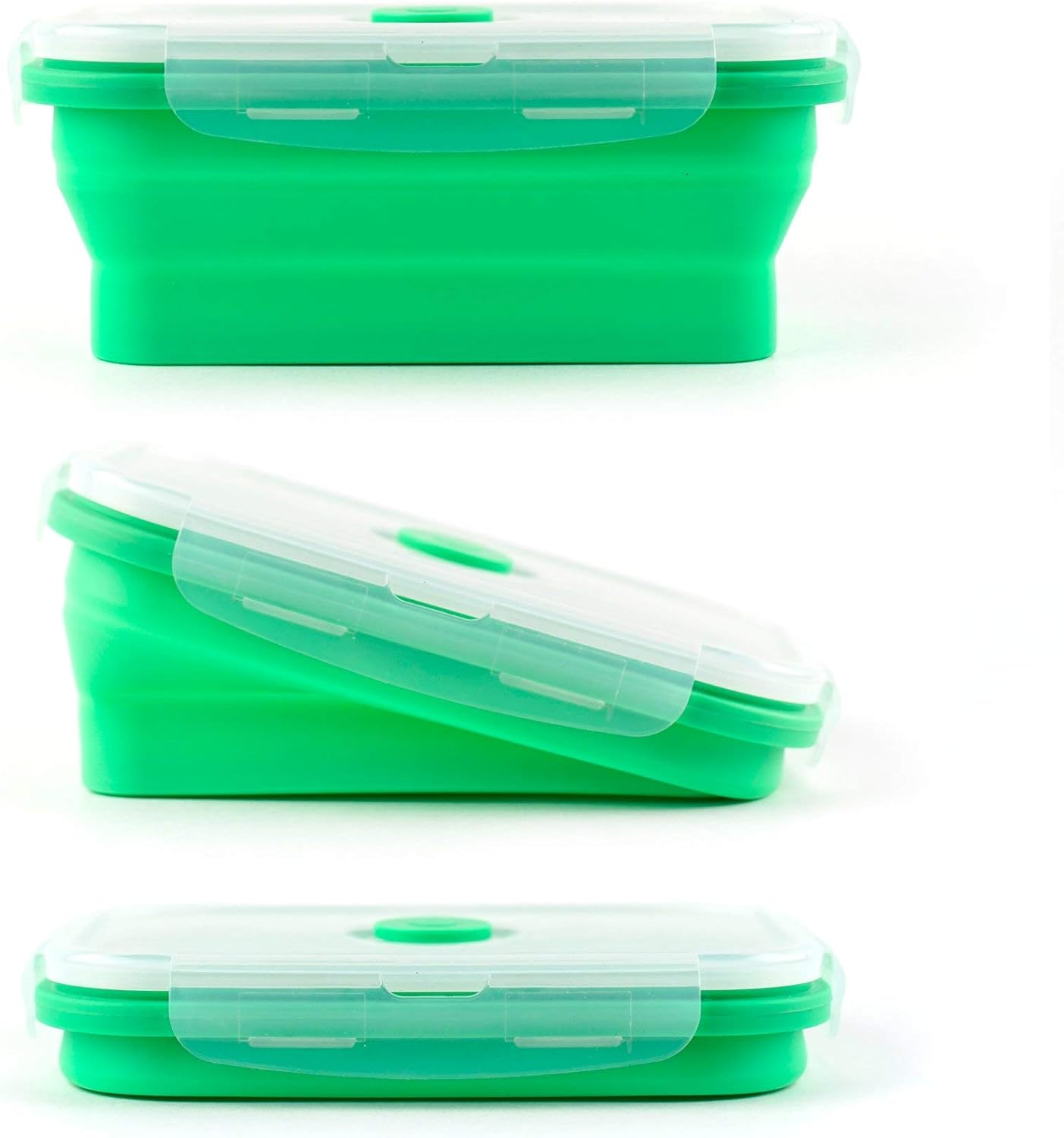Vremi Silicone Food Storage Containers with BPA Free Airtight Plastic Lids - Set of 4 Small and Large Collapsible Meal Prep Container for Kitchen Lunch Boxes - Microwave and Freezer Safe