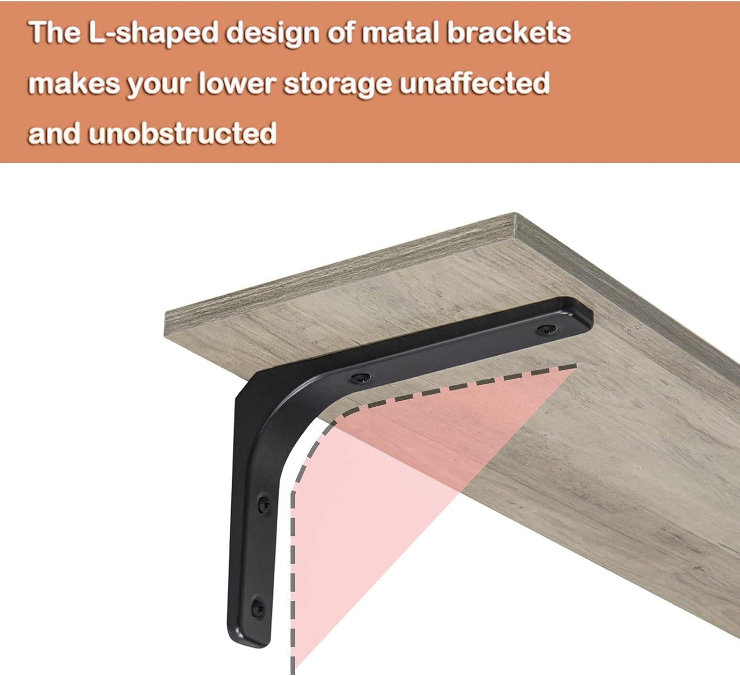 DINZI LVJ Long Wall Shelves, 39.4Inch Wall Mounted Shelves Set of 2, Extra Large Floating Storage Ledges with Sturdy Metal Brackets for Living Room, Bathroom, Bedroom, Kitchen, Gray Wash