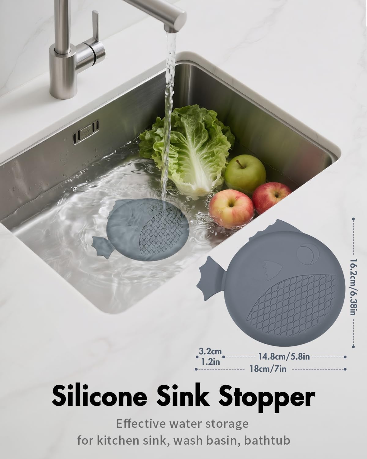 Kitchen Sink Drain Strainer with Stopper, Wokdada Revolutionary 304 Stainless Steel Screen Mesh Sink Strainer & Silicone Kitchen Sink Stopper, Easy Clean, Clog-Free Food Catcher for Garbage Disposal