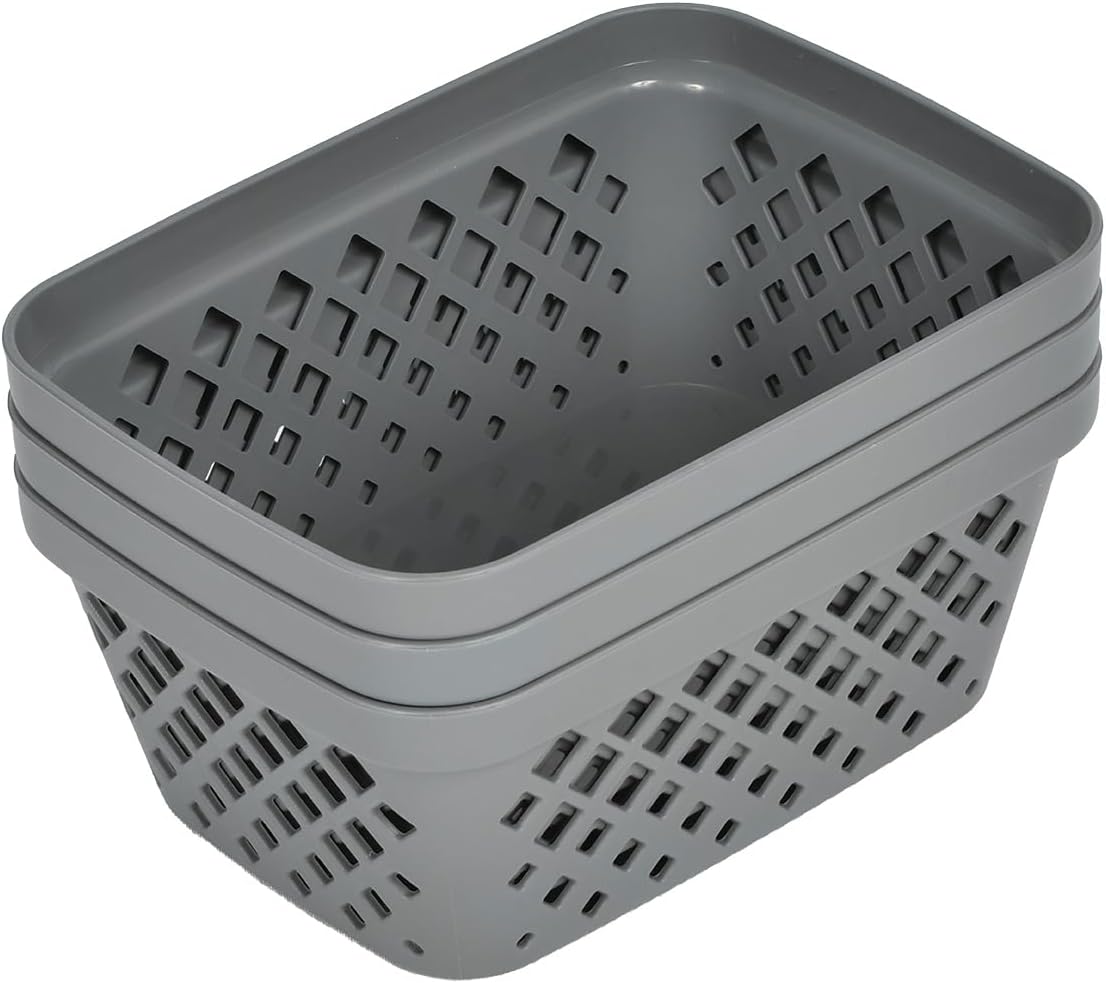 Glad Plastic Storage Basket Set - Multipurpose Drawer Trays, Kitchen Pantry Containers, and Bathroom Bins - 9 Pack Small Organizers, Grey