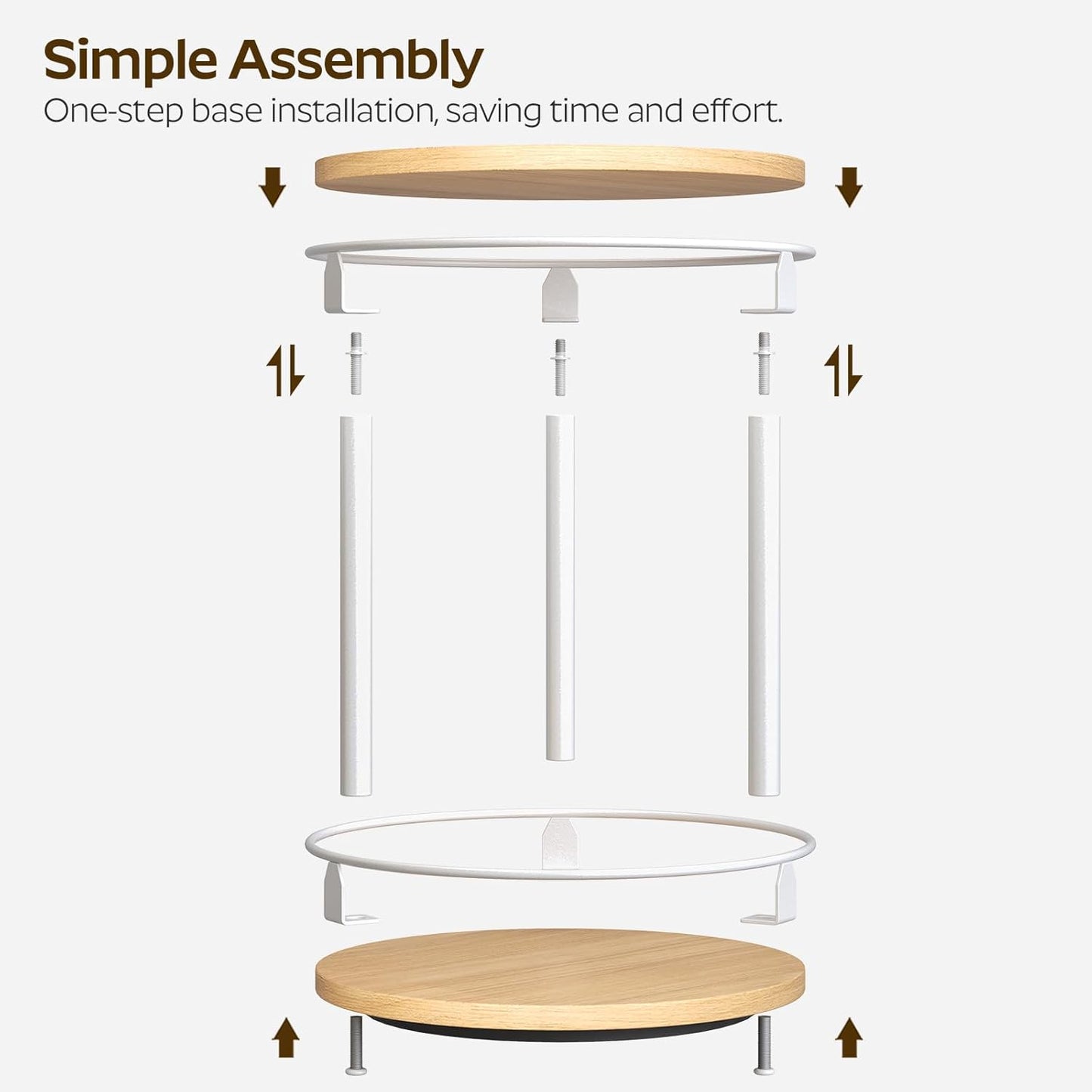 Lazy Susan Organizer, Rotating Spice Rack, 2 Tier Spice Turntable Organizer, Industrial Turntable Spice Holder, for Kitchen Countertop, Compact and Versatile, White and Natural SR22WN