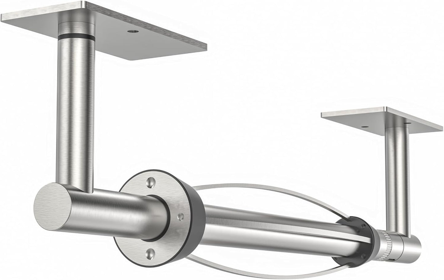 Paper Towel Holder Under Cabinet, Self Adhesive or Wall Mount Hanging Paper Towel Holder with Damping Effect, Single Hand Operable, Stainless Steel for Kitchen Bathroom (Silver)