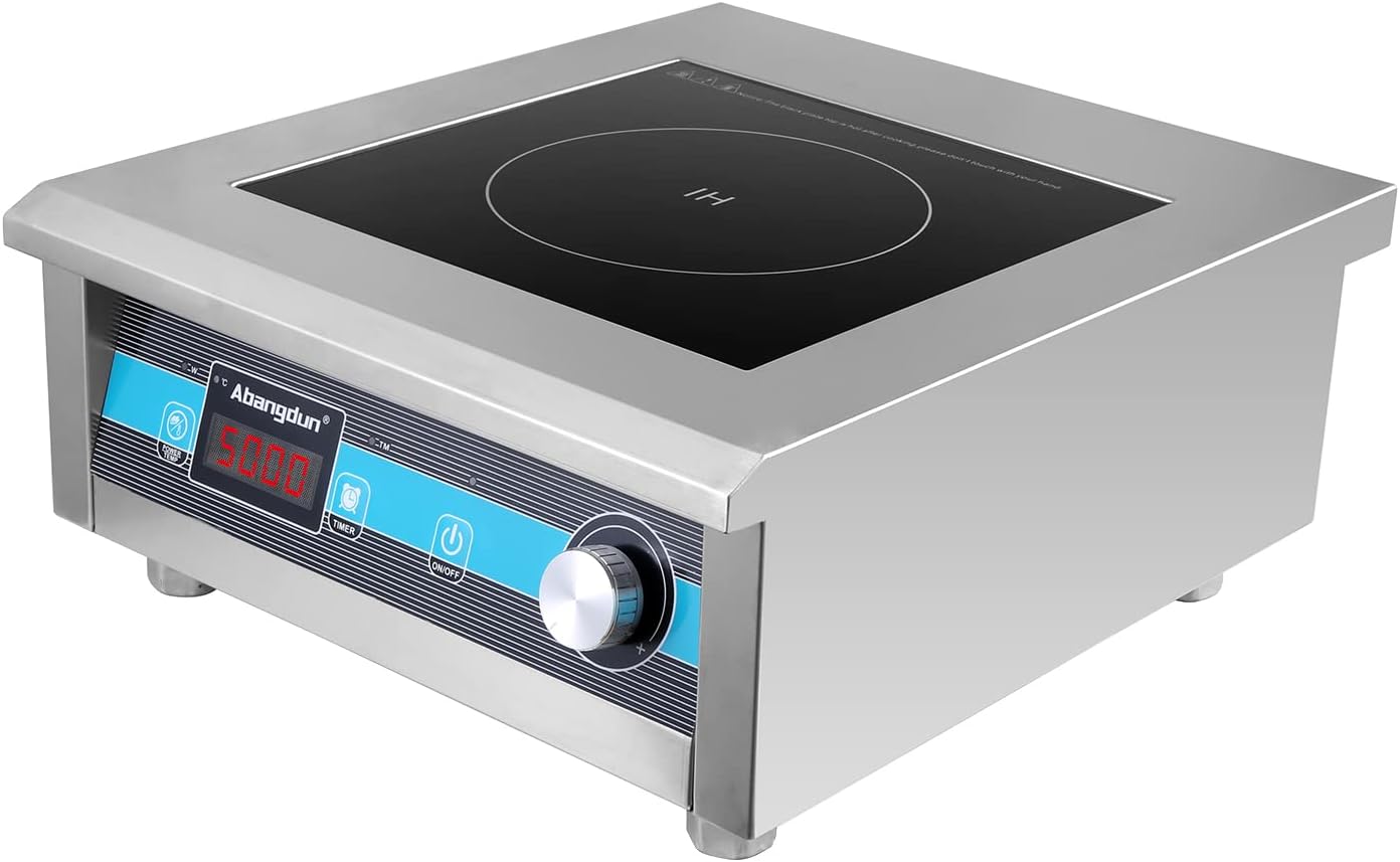 Commercial Induction Cooktop 5000W/190V~275V Commercial Range Countertop Burners Non-circulating Heating at Low Power18-hour Timer Hot Plate for Kitchen