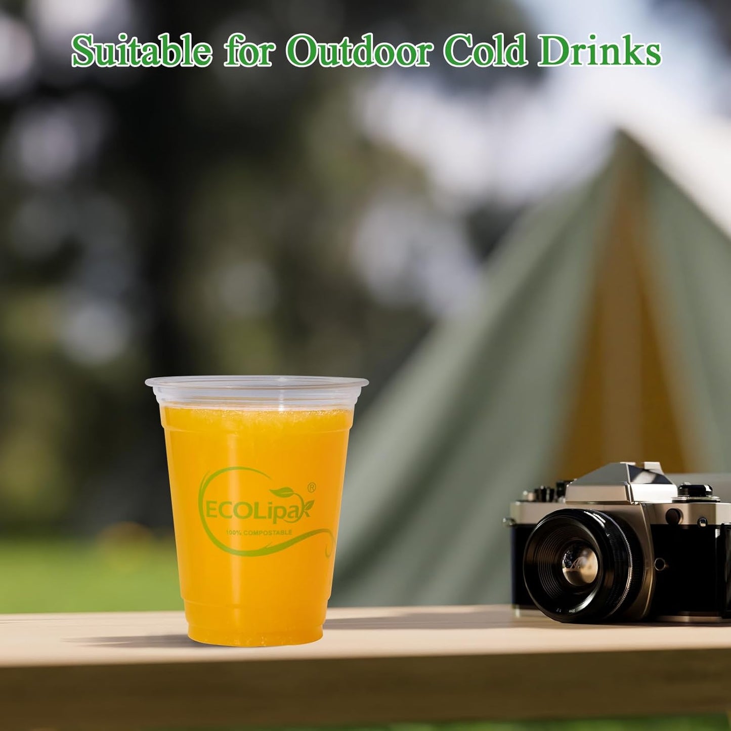 ECOLipak 1000 Count 12 OZ Clear Compostable Plastic Cups, Disposable Plant-Based Biodegradable Drinking Party Cups, PLA Plastic Cold Tumblers for Restaurant, Office, Canteen, Large Gathering