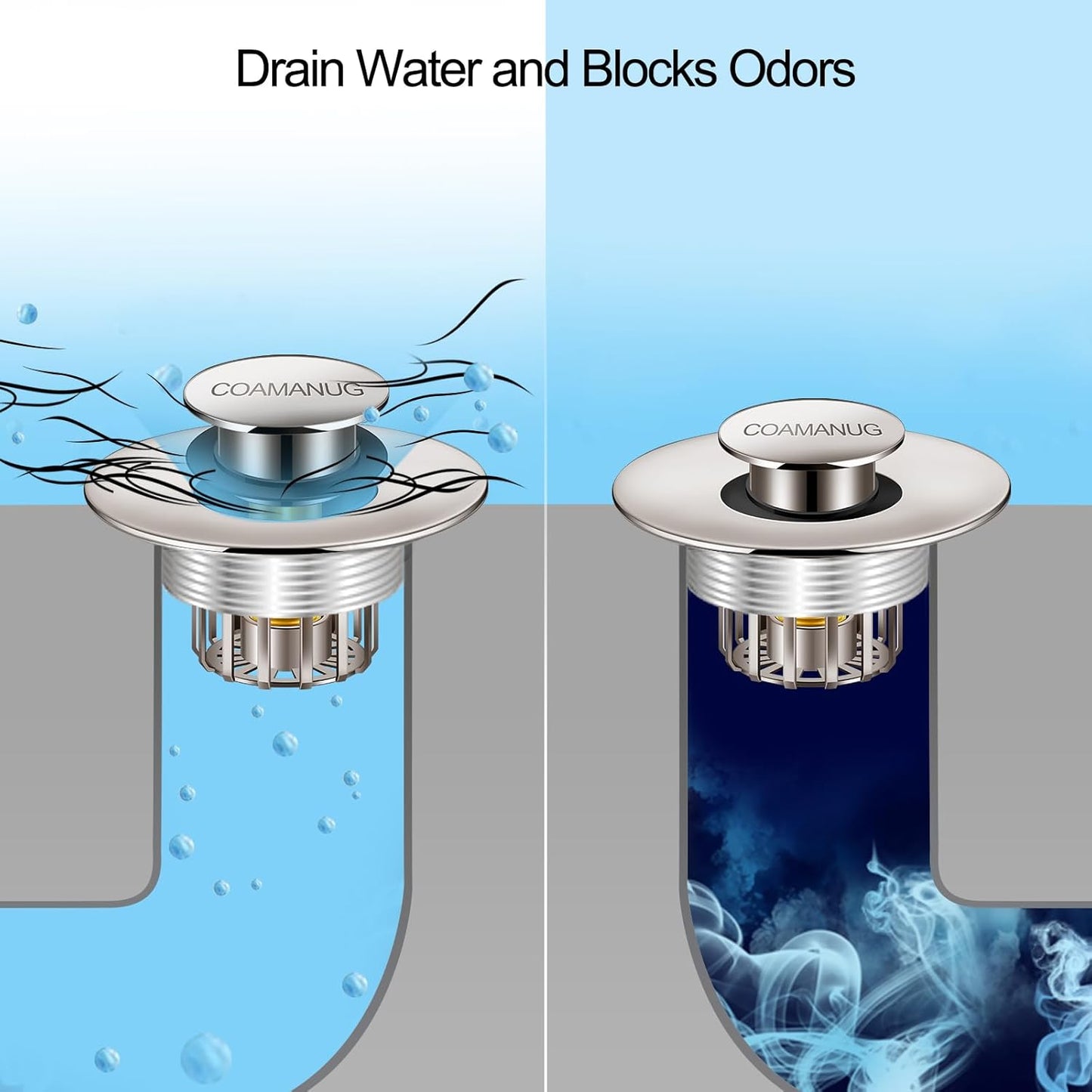 Bathtub Stopper | Pop-up Tub Stopper with Strainer, Shower Drain Hair Catcher | Bathroom Drain Plug | Drain Protector for 1-1/2 to 1-3/4" Bath Drain Hole