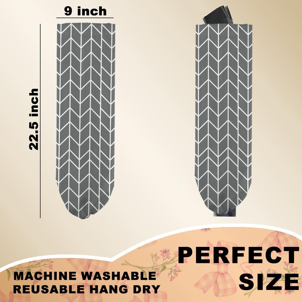 Gray Geometric Lines Plastic Bag Holder, Wall Mount Grocery Bag Holder for Plastic Bags, Abstract Art Kitchen Reusable Organizer Grocery Bags with Drawstring, Minimalist Gifts for Women Mom Grandma