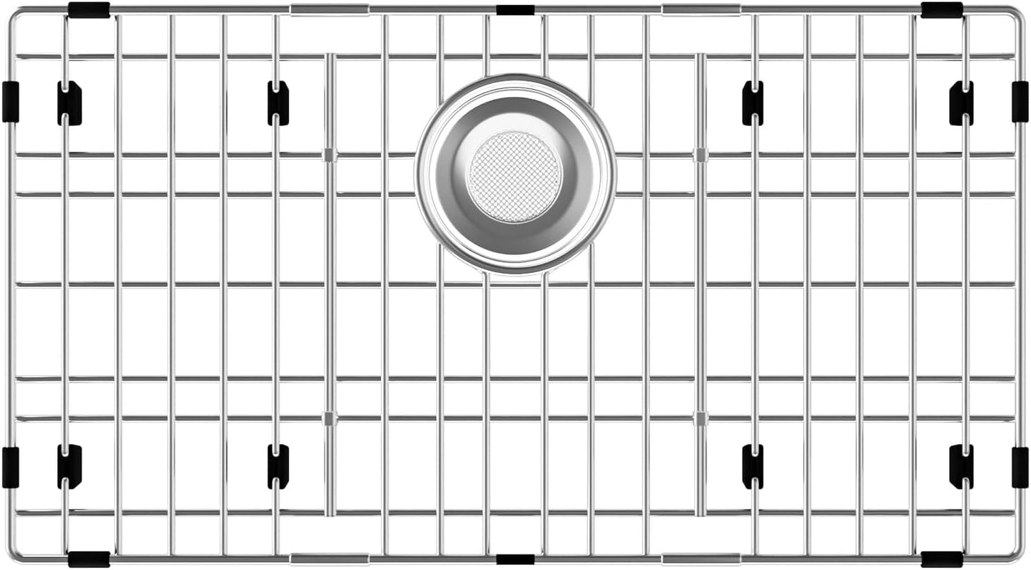 Sink Protectors for Kitchen Sink, Sink Grate Grid for Bottom of Sink, Metal Sink Rack, Bottom Basin Rack, Stainless Steel, 28.4" x 14.2"