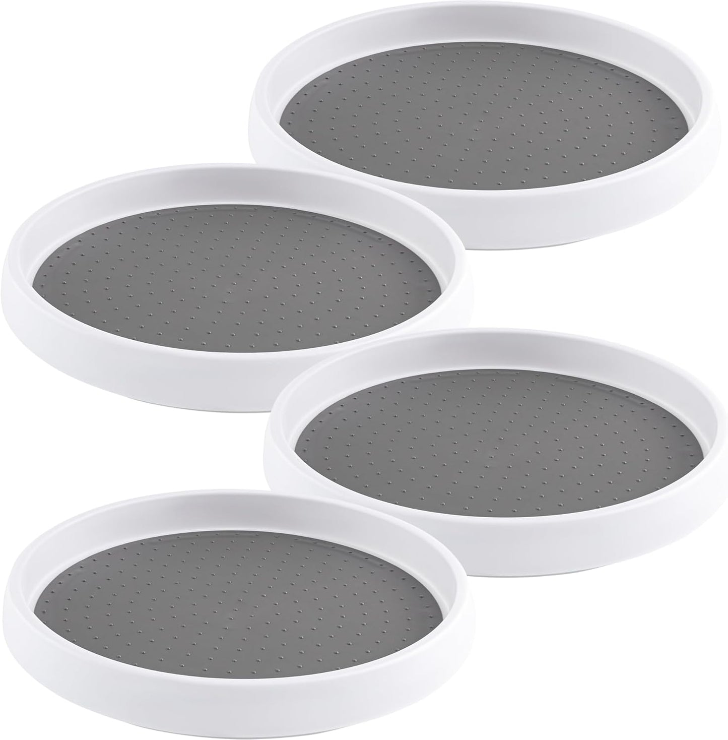 Oizeir 10 Inch Lazy Susan Set of 4 - Non-Skid Turntable for Cabinet to Maximize Storage and Simplify Accessibility in Kitchen, Bathroom, and Pantry Spaces (White)