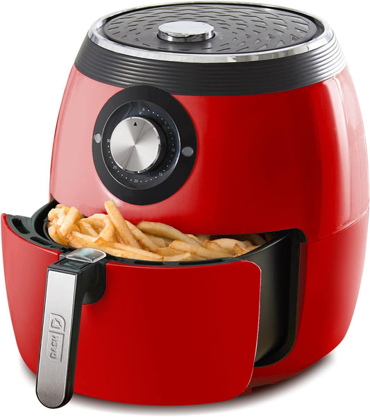 Dash Deluxe Electric Air Fryer + Oven Cooker with Temperature Control, Non-stick Fry Basket, Recipe Guide + Auto Shut off Feature, 1700-Watt, 6 Quart - Red