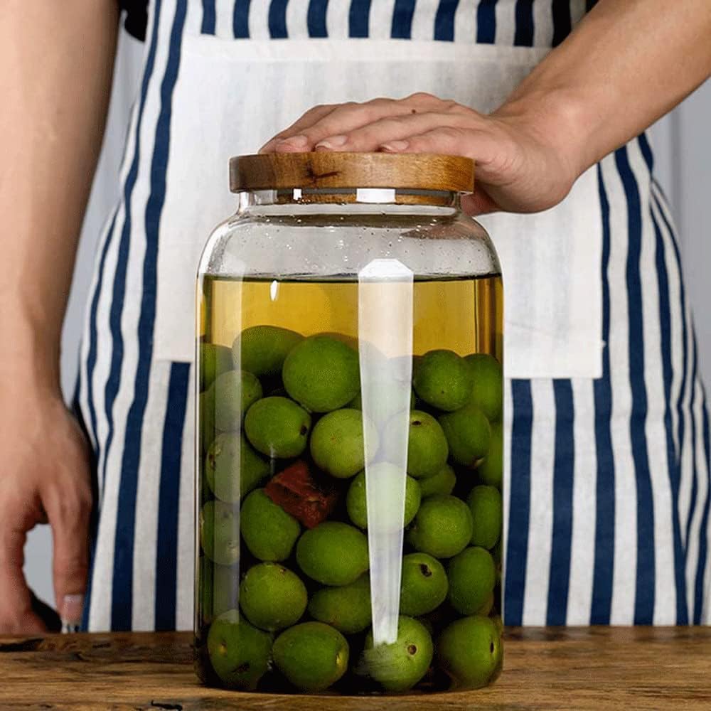 Large Glass Jars with Airtight Wooden Lid, Food Storage Glass Canister, Clear Cereal Storage Container for Flour, Sugar, Coffee Beans, Snack (94 FL OZ (2800ml))