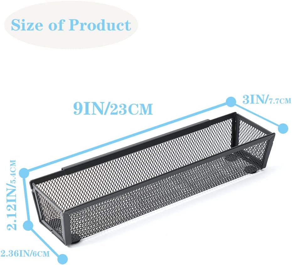 6 Pack Black Silverware Drawer Organizer Kitchen Drawer Utensil Cutlery Tray Office Supplies with Inter-locking Arm Drawer Dividers Organizer for Silverware, Flatware, Home,Office, School,Bedroom 12X3