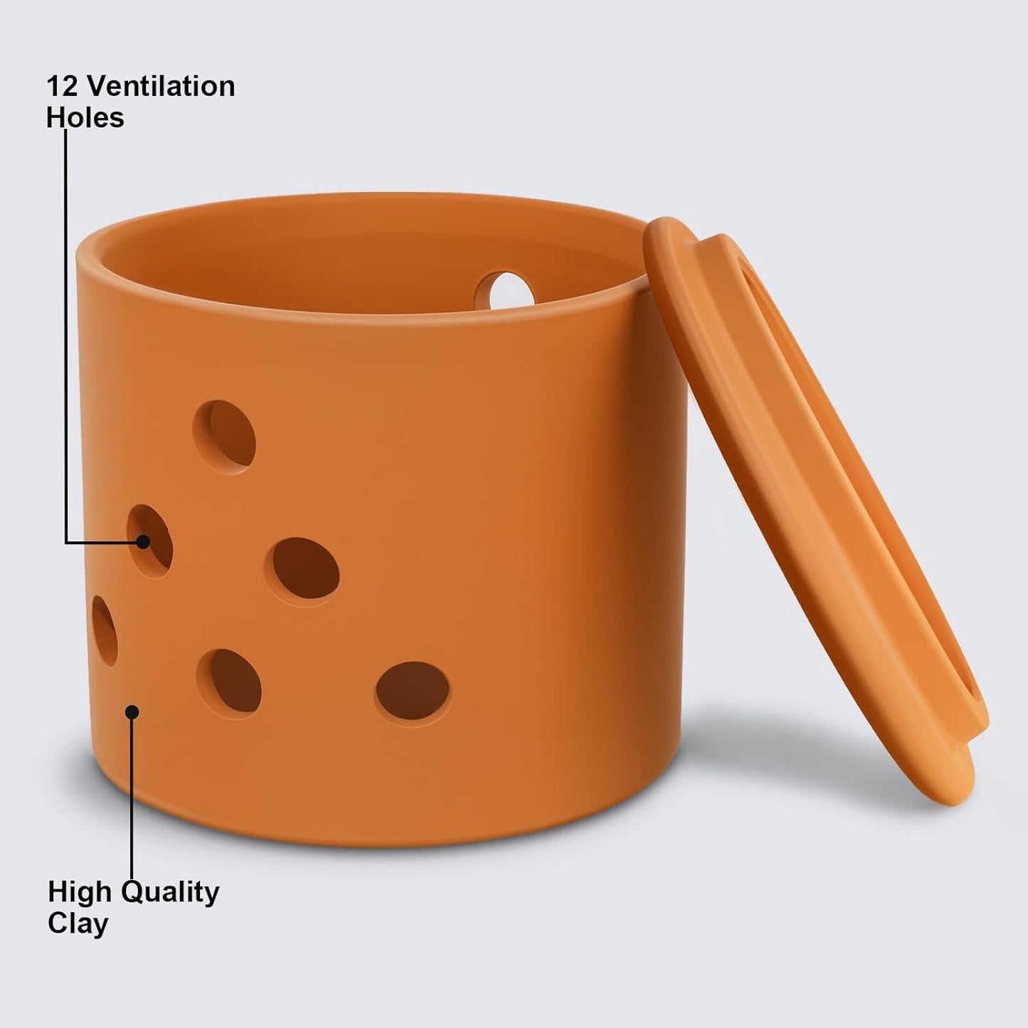 LEEPENK Terracotta Garlic Keeper,Vented Clay Garlic Storage Container Saver with Lid and 12 Air Vent,Reserve for Garlic, Onion, Lemon, Patato or Ginger