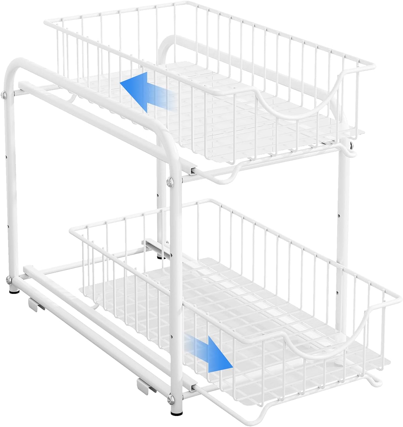 AIYAKA 2 Tier Stackable Sliding Basket Organizer Drawer For Kitchen And Bathroom/Cabinet Drawers,White