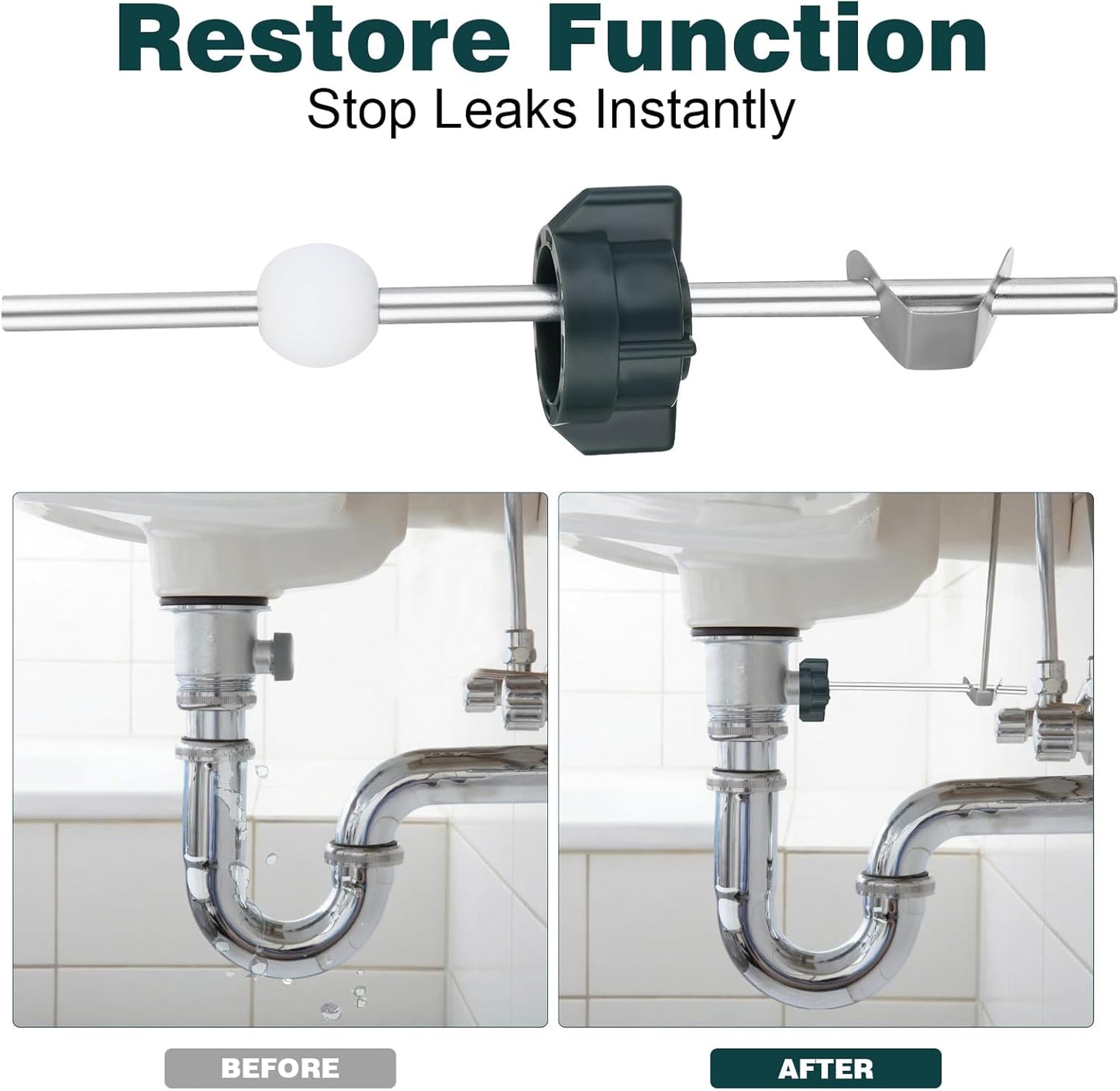 Bathroom Sink Stopper Replacement Kit - Lavatory Pop Up Center Piece Assembly with Pivot Rod, Compatible with Price Pfister, PS2673 PS469 PSB327, Chrome Metal Drain Repair Parts