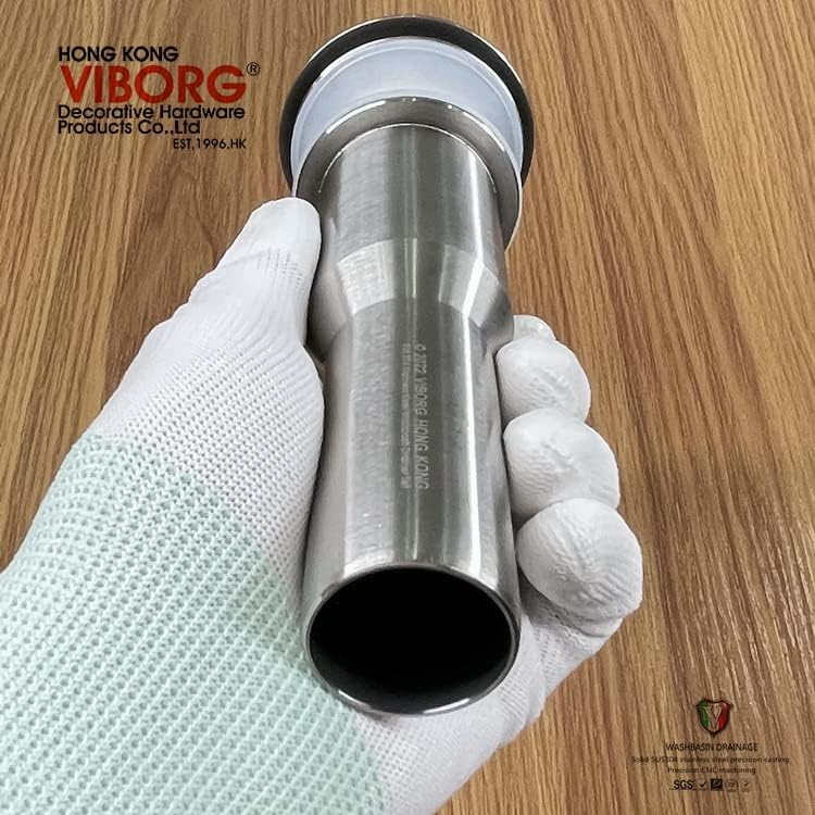 VIBORG Bathroom Basin Sink Pop Up Drain Stopper with Detachable Strainer Basket Hair Catcher Anti-Clogging Vanity Faucet Vessel Washbasin Lavatory Sink Drain Assembly Without Overflow