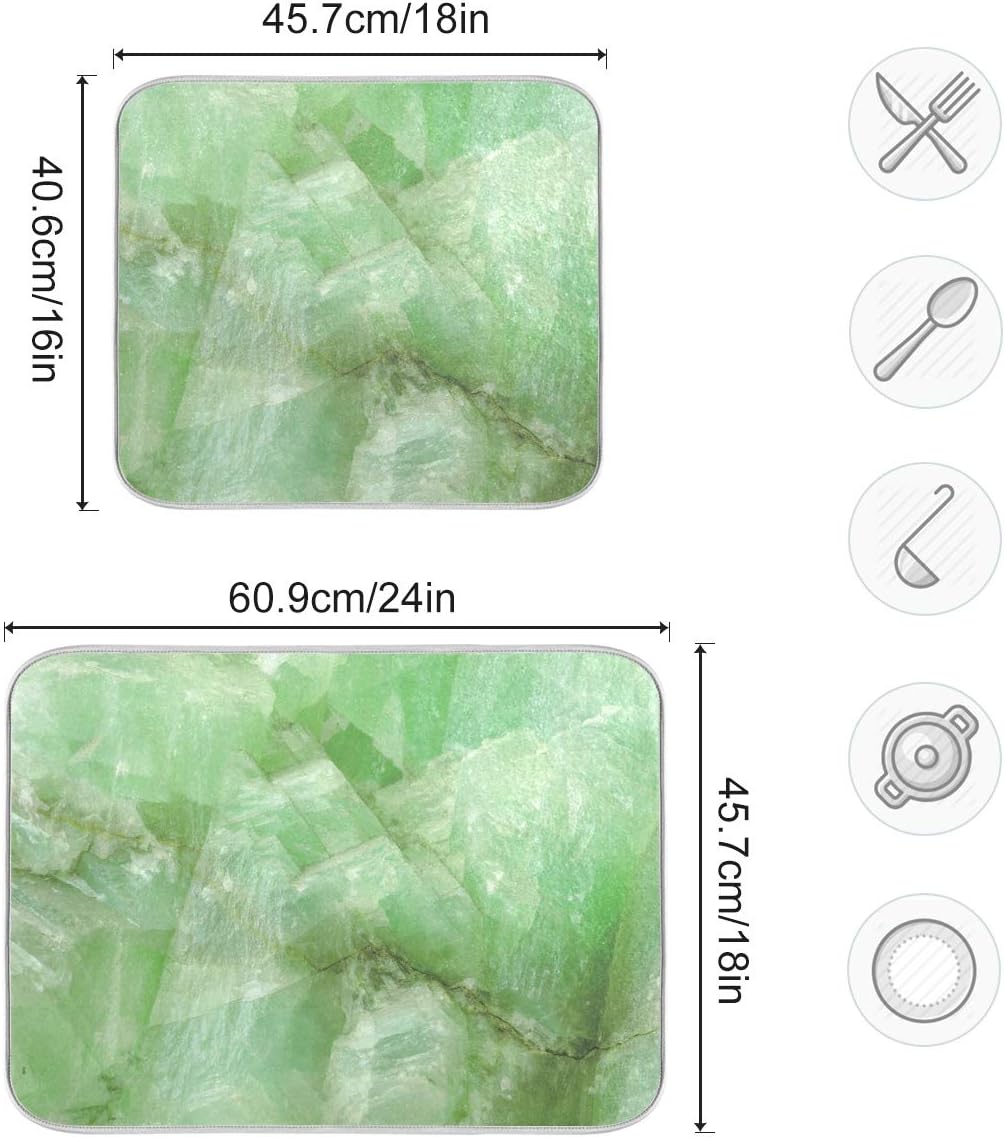 Super Absorbent Dish Drying Mat, Microfiber Fast-Drying Dish Mat, 24" x 18", Kitchen Dish Drying Pad (Green Jade Stone Marble)…