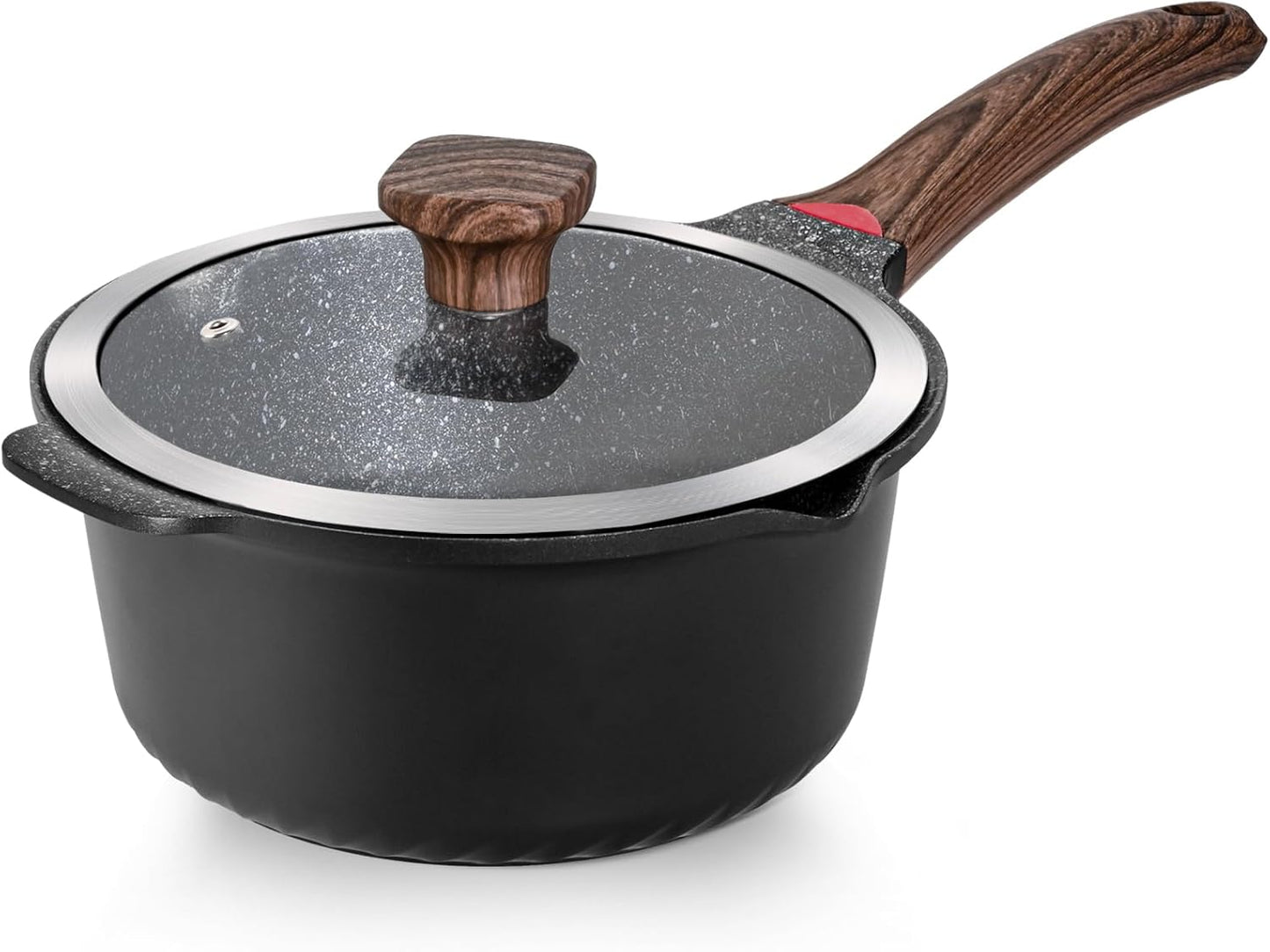 VINCHEF Nonstick Stockpot With Lid 4 Quart, Large Saucepan with Stay Cool Handle, Deep Kitchen Cooking Pot Induction Stock Pots, Dishwasher Safe, Compatible for All Stove Top, PFAS/PFOA Free Black