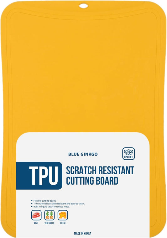 Blue Ginkgo TPU Cutting Mat [Medium] – Korean-Made Flexible, Knife-Friendly, Durable Kitchen Cutting Board (Yellow)